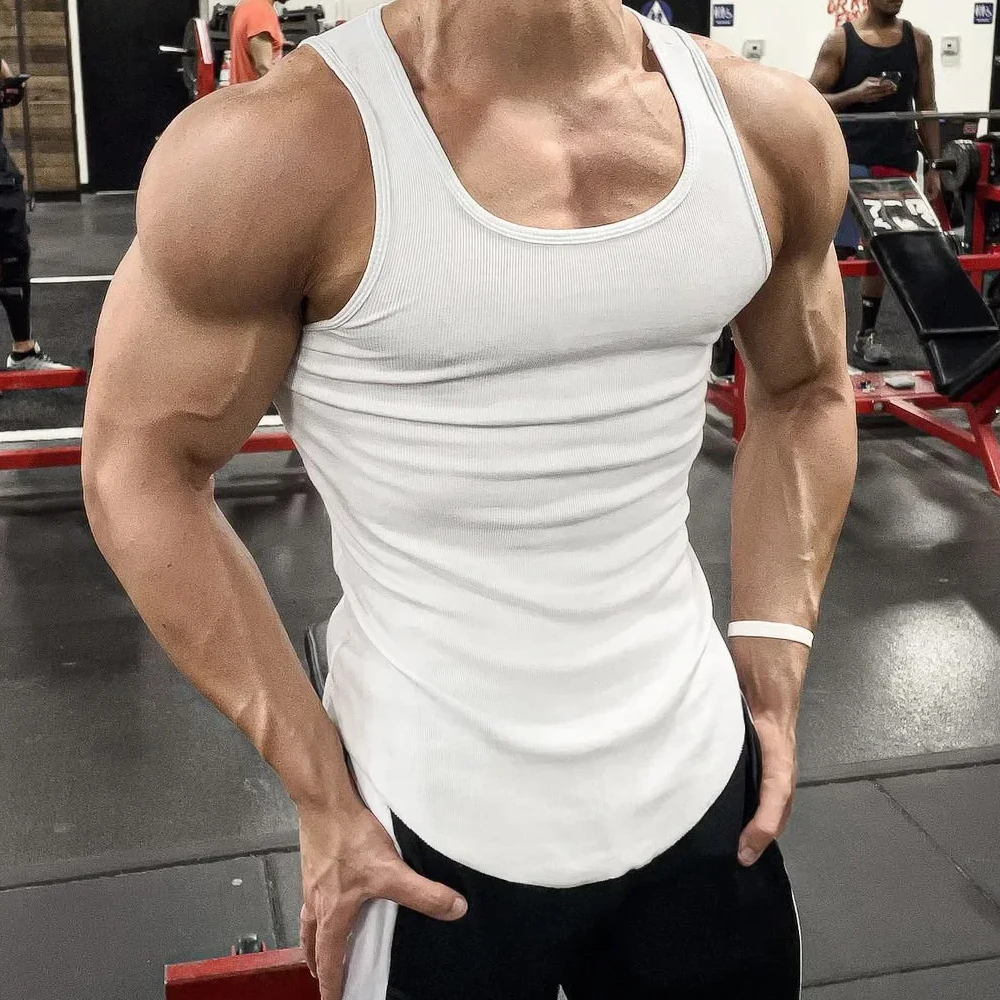 Undershirt Crew Neck - ผู้ชายกีฬา Slim เสื้อกั๊กฤดูร้อน Breathable รอบคอออกกําลังกายวิ่ง Tank