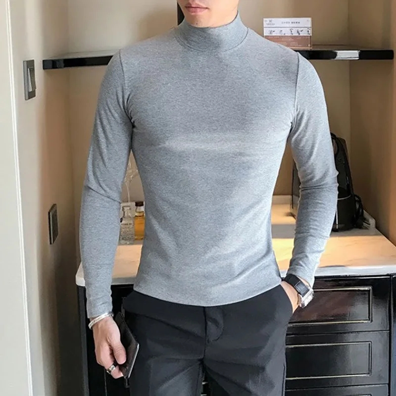 เสื้อยืดคอสูงผู้ชาย ฤดูใบไม้ร่ - T Shirt Tight Fit บทวิจารณ์และราคา