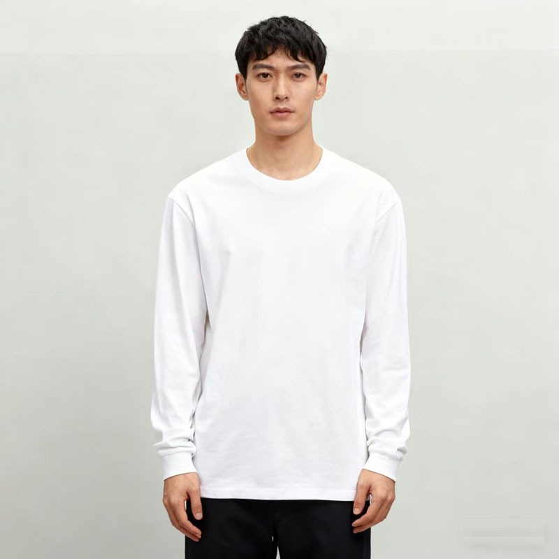 เสื้อยืดแขนยาวคอกลมผ้าฝ้ายหนาส - Undershirt Crew Neck บทวิจารณ์และราคา
